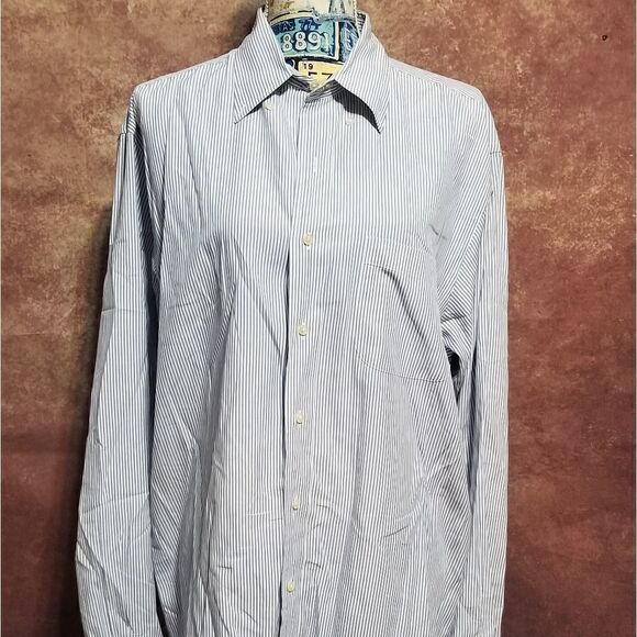 Brooks Brothers mens blue/white striped button up - Picture 1 of 7